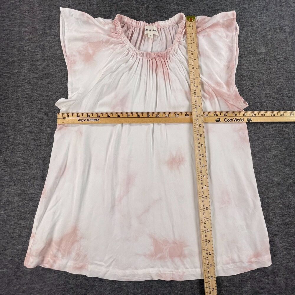 Cloth & Stone Banded Luxe Dye Top Small Pink Tie Dye Flutter Sleeve Blouse Boho - Picture 6 of 10